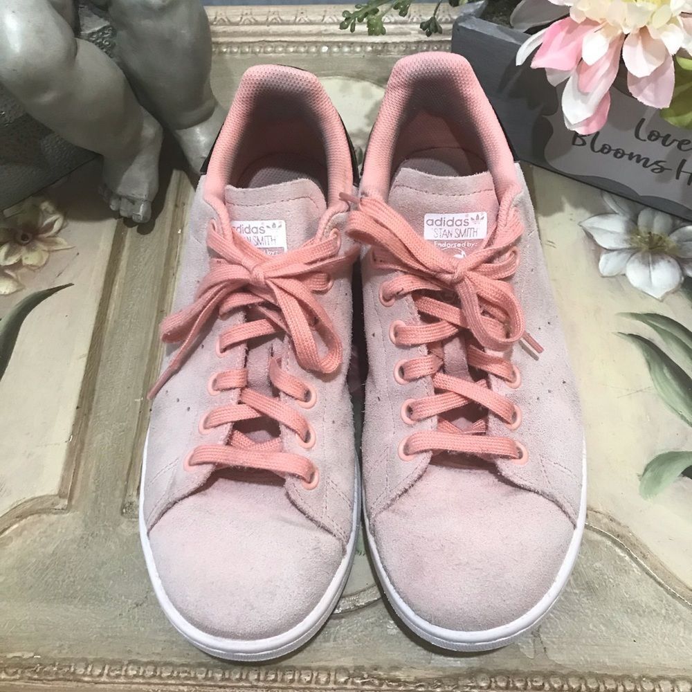 Adidas Stan Smith Blush Pink Suede Sneakers Youth US Sz 5.5 UK Sz 5 - Picture 3 of 16